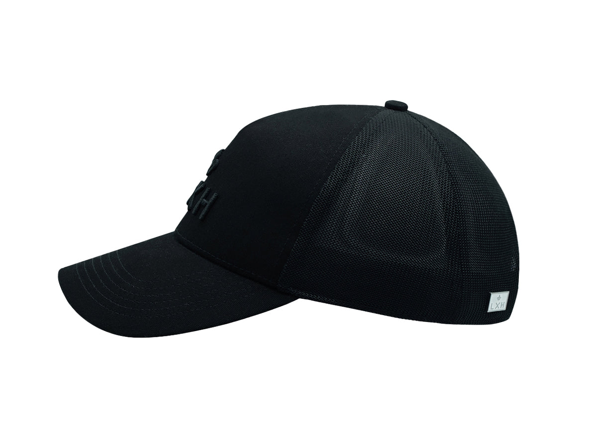 “Escape” Cap, Tone-on-Tone Cotton, Black
