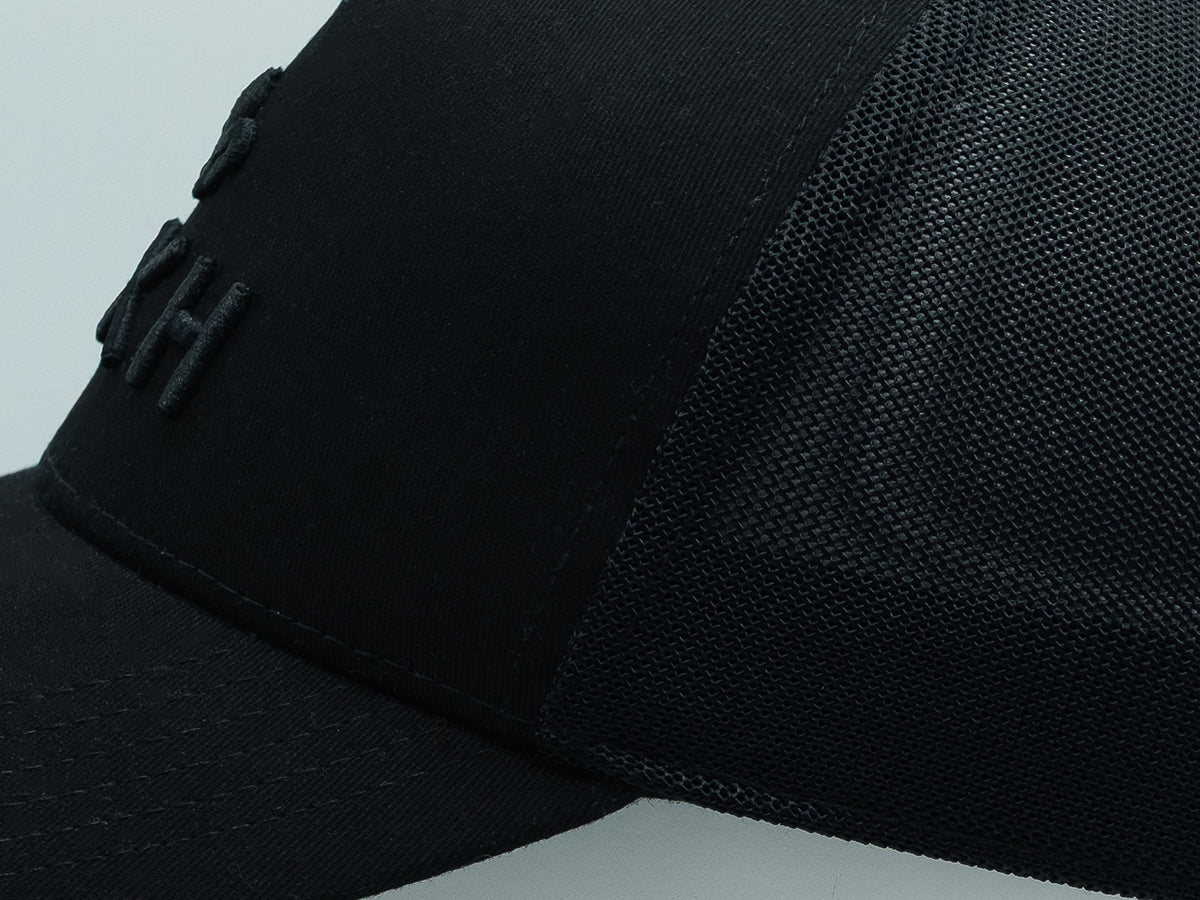 “Escape” Cap, Tone-on-Tone Cotton, Black