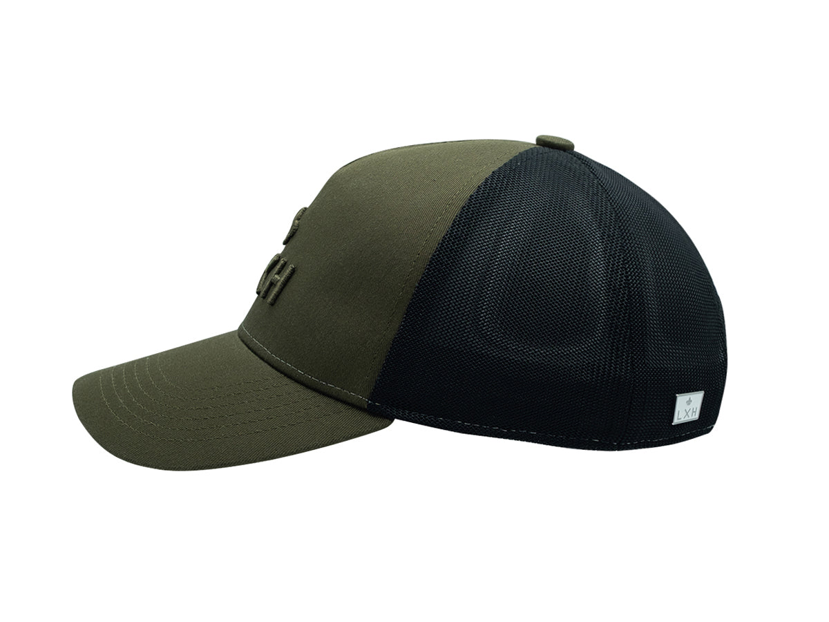 “Escape” Cap, Tone-on-Tone Cotton, Two-Tone Khaki