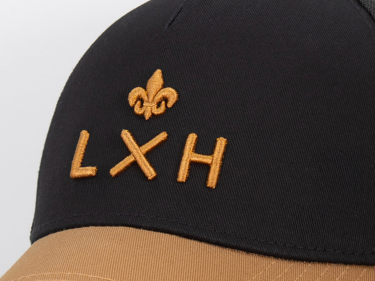 "Escape" Bi-Color Cotton Cap Black / Gingerbread