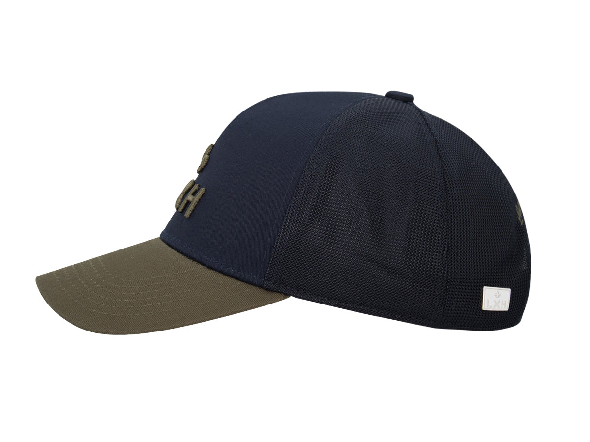 "Evasion" Bi-Color Cotton Cap Navy Blue / Khaki
