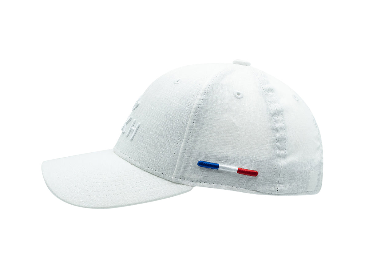 “Heritage” Cap in Tone-on-Tone Linen, White