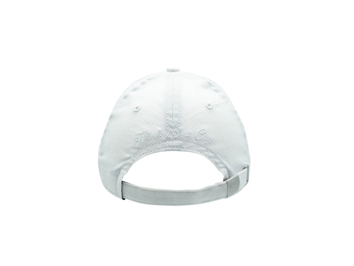 “Heritage” Cap in Tone-on-Tone Linen, White