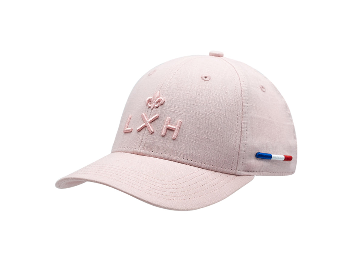 “Heritage” Cap in Tone-on-Tone Linen, Pink