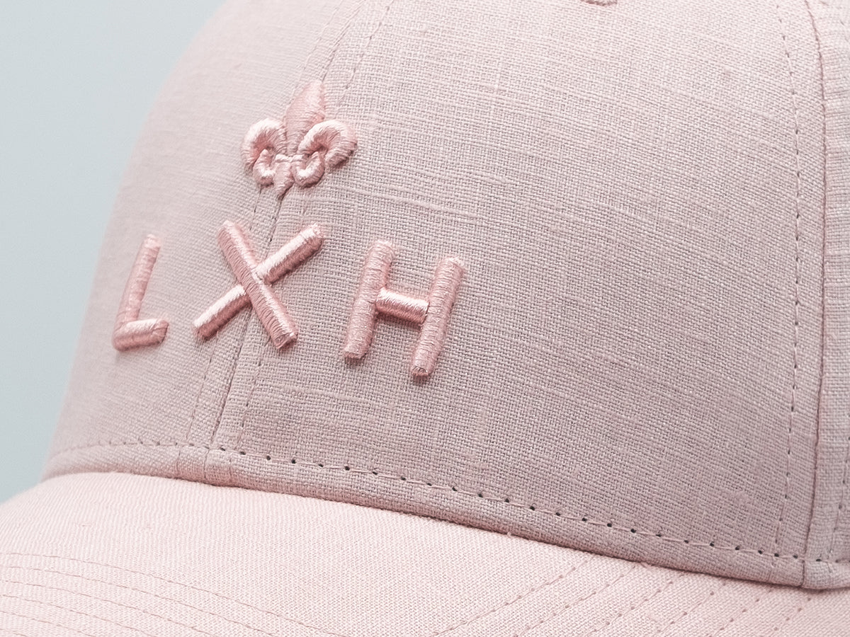 “Heritage” Cap in Tone-on-Tone Linen, Pink
