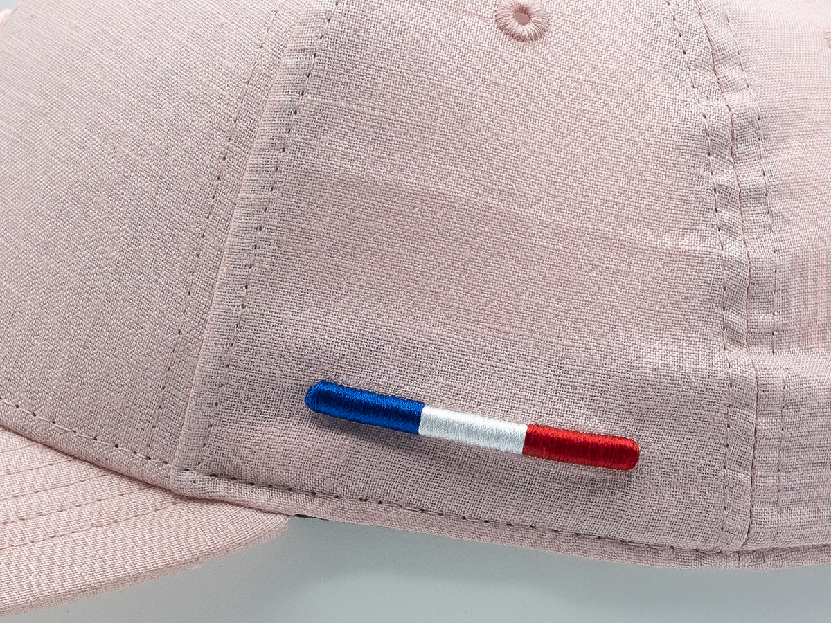 “Heritage” Cap in Tone-on-Tone Linen, Pink
