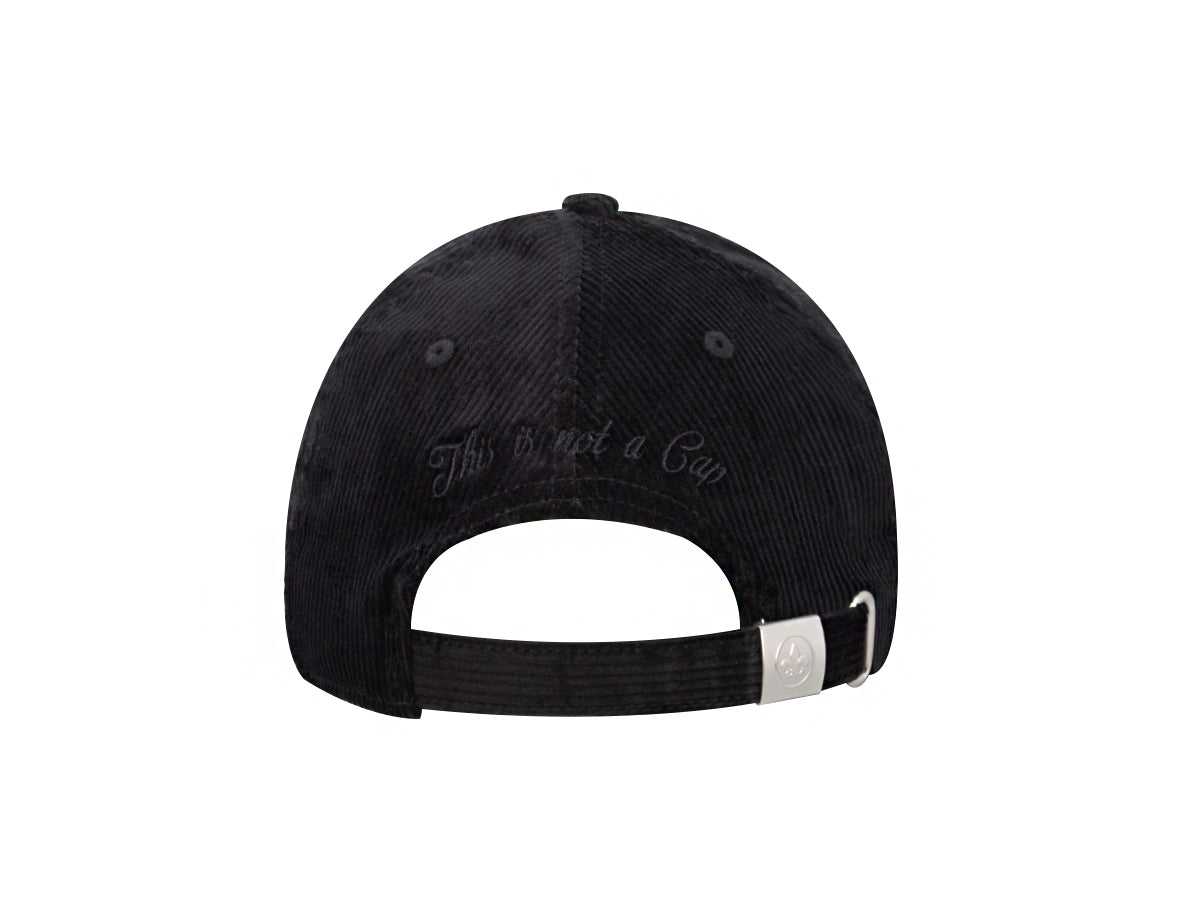 Vue arrière de la Casquette « Héritage » Velours Côtelé Ton sur Ton Noir avec sangle adjustable