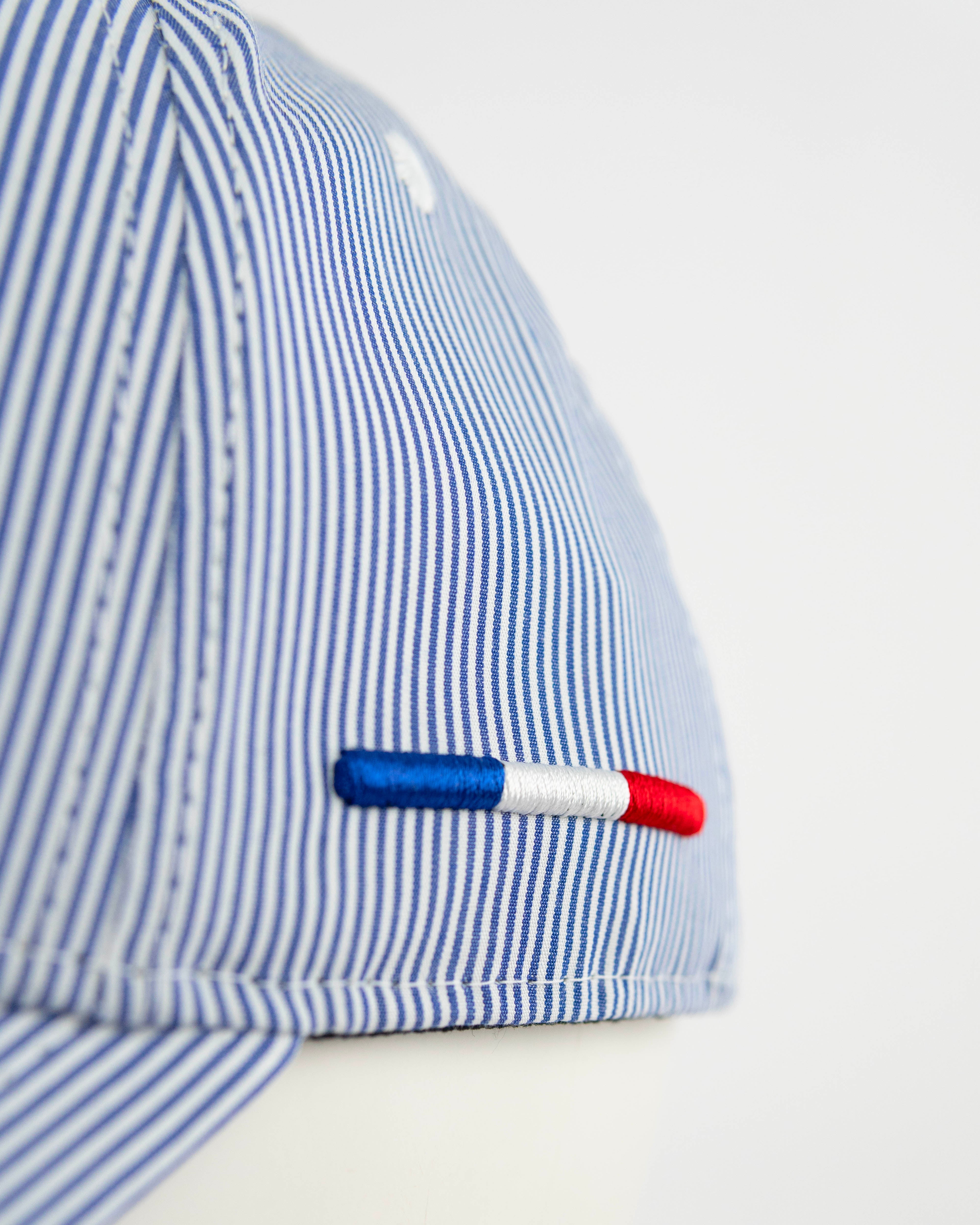 "Heritage" Cap White / Navy Blue Stripes