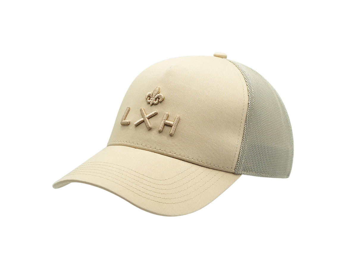 “Escape” Cap, Beige Tone-on-Tone Cotton