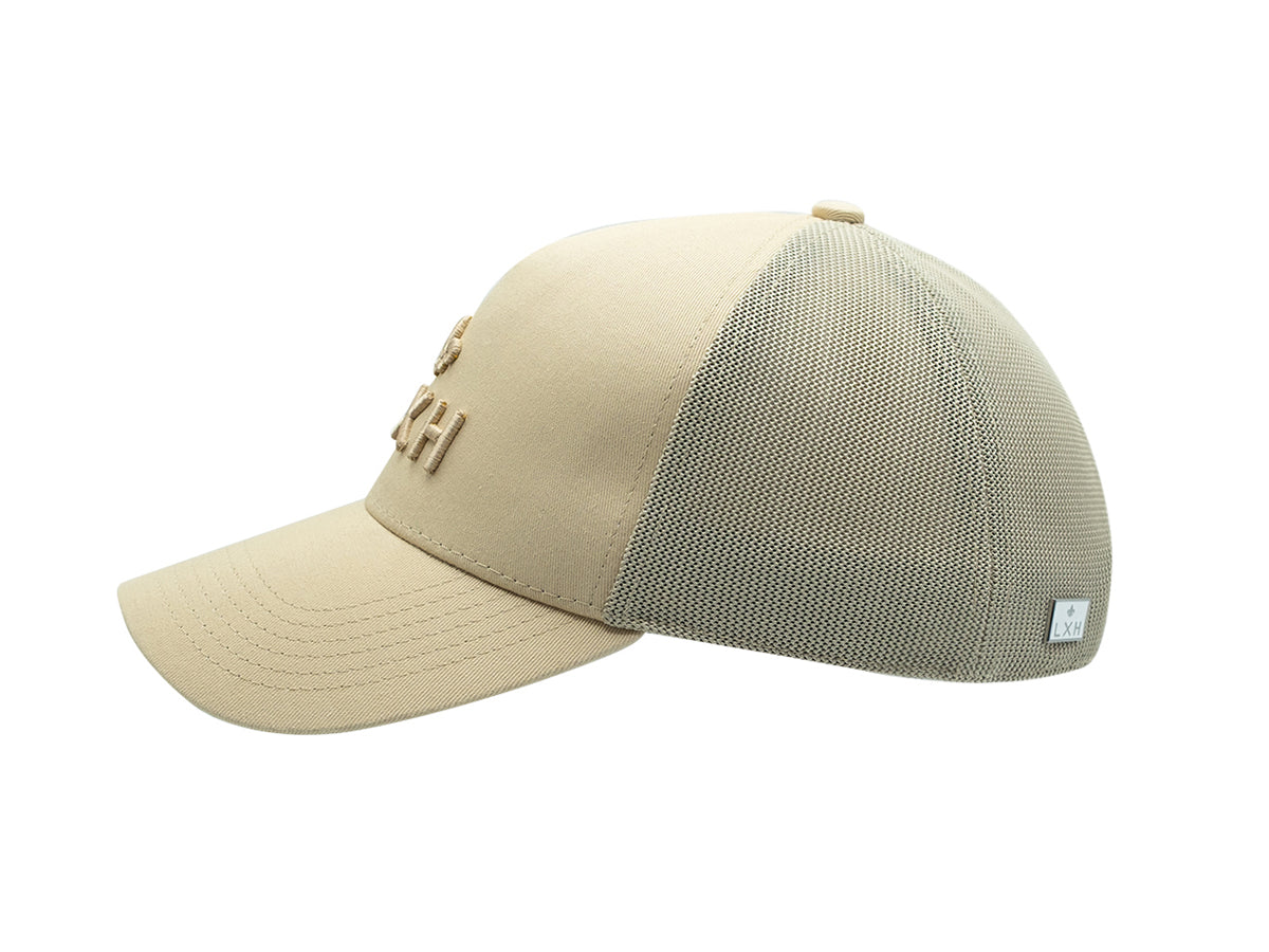 “Escape” Cap, Beige Tone-on-Tone Cotton