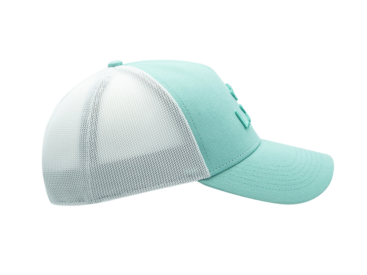“Escape” Cap, Two-Tone Cotton, Turquoise