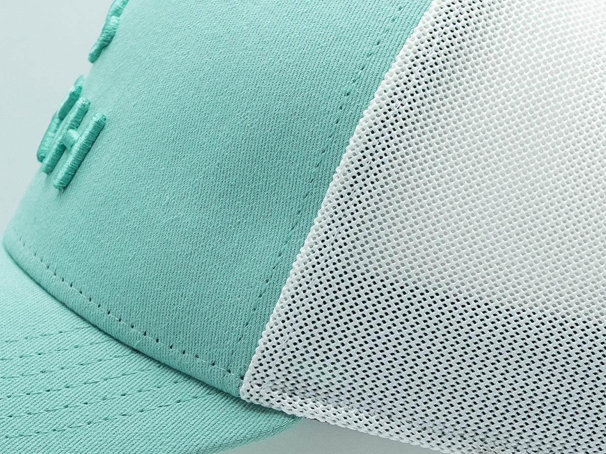 “Escape” Cap, Two-Tone Cotton, Turquoise