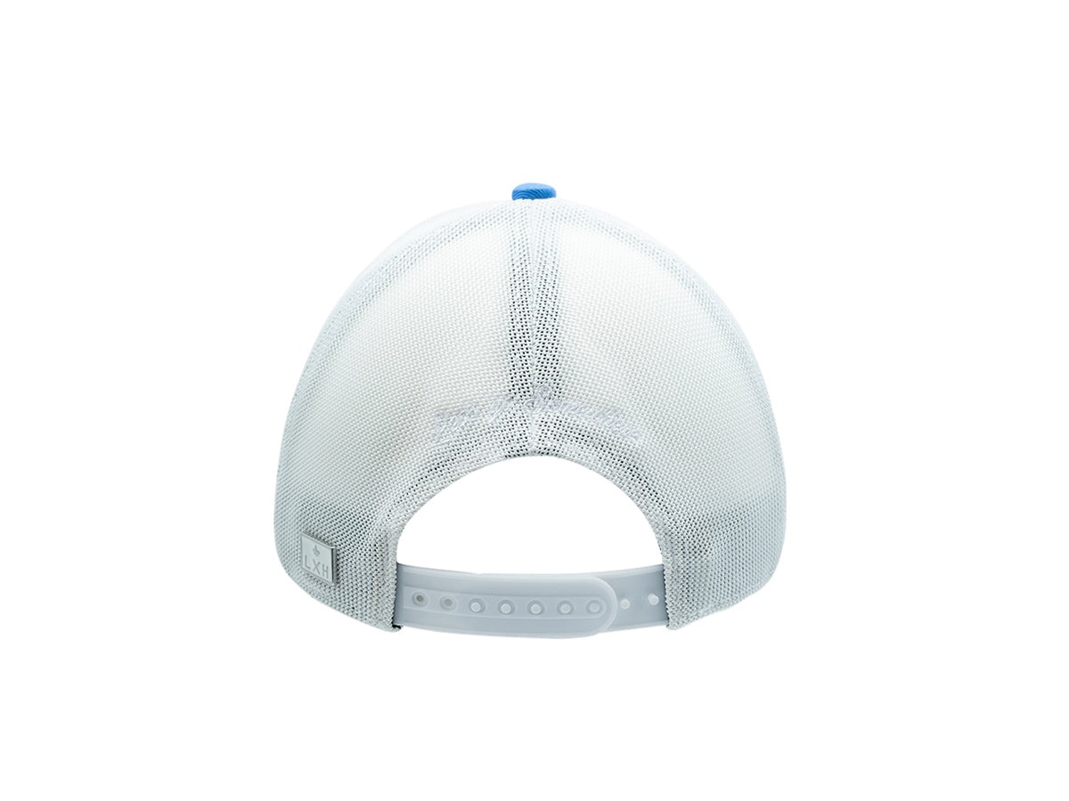 “Escape” Cap, Two-Tone Cotton, White/Blue