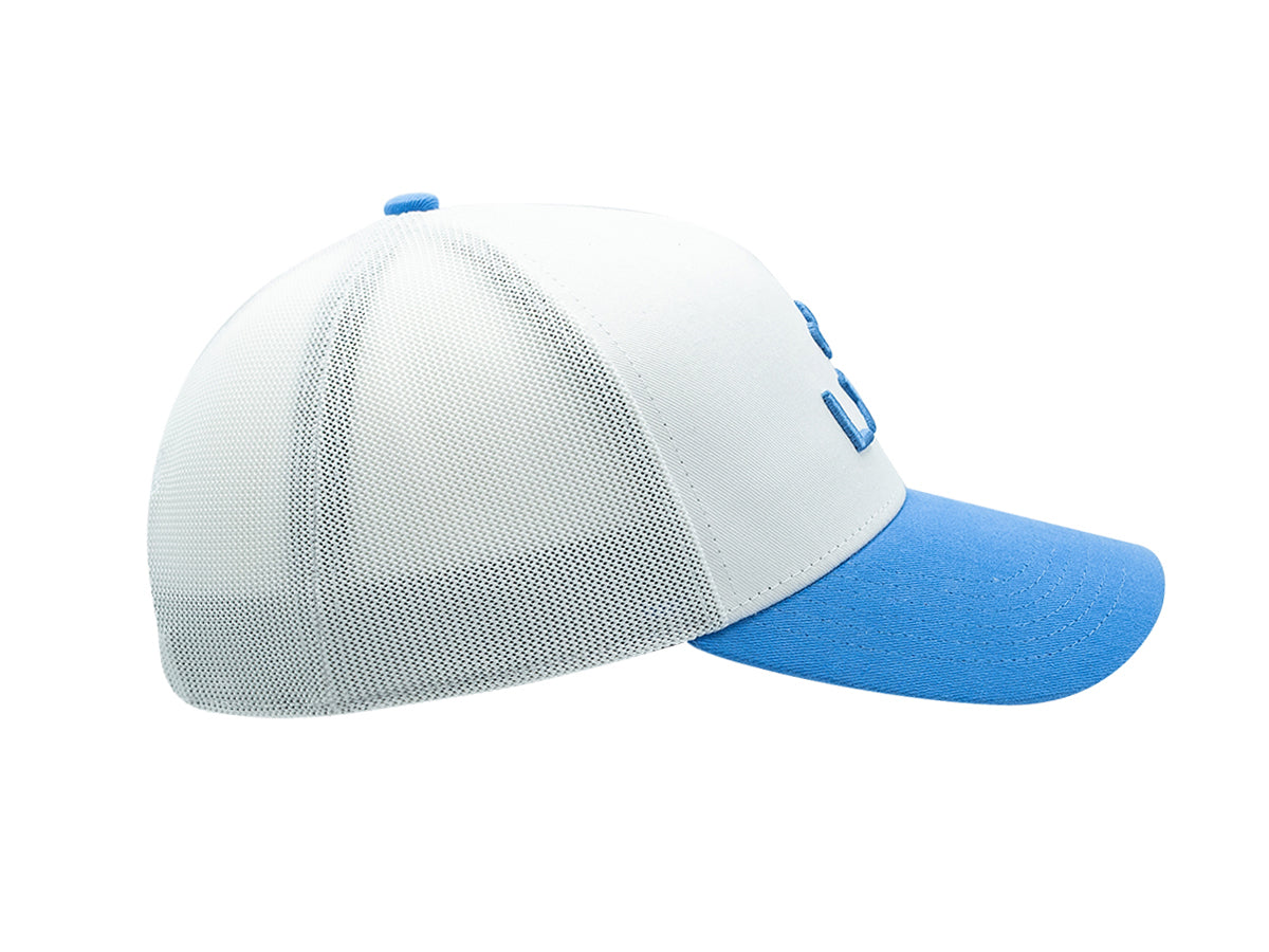 “Escape” Cap, Two-Tone Cotton, White/Blue