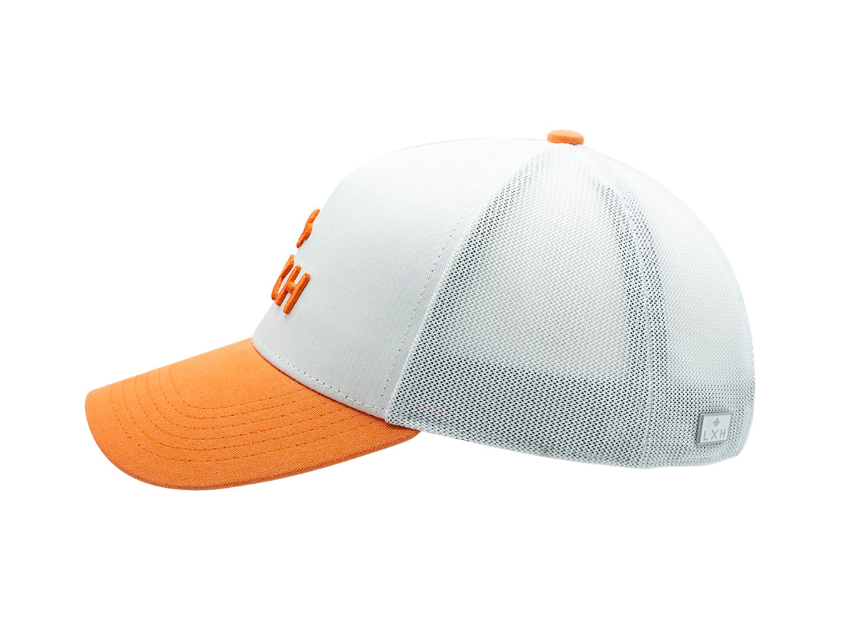 “Escape” Cap, Two-Tone Cotton, White/Orange