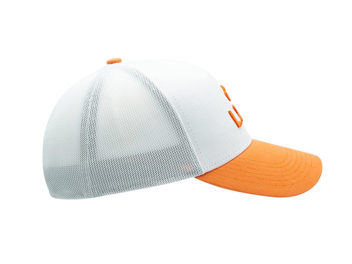 “Escape” Cap, Two-Tone Cotton, White/Orange