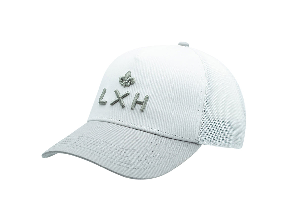 “Escape” Cap, Two-Tone Cotton, White/Grey