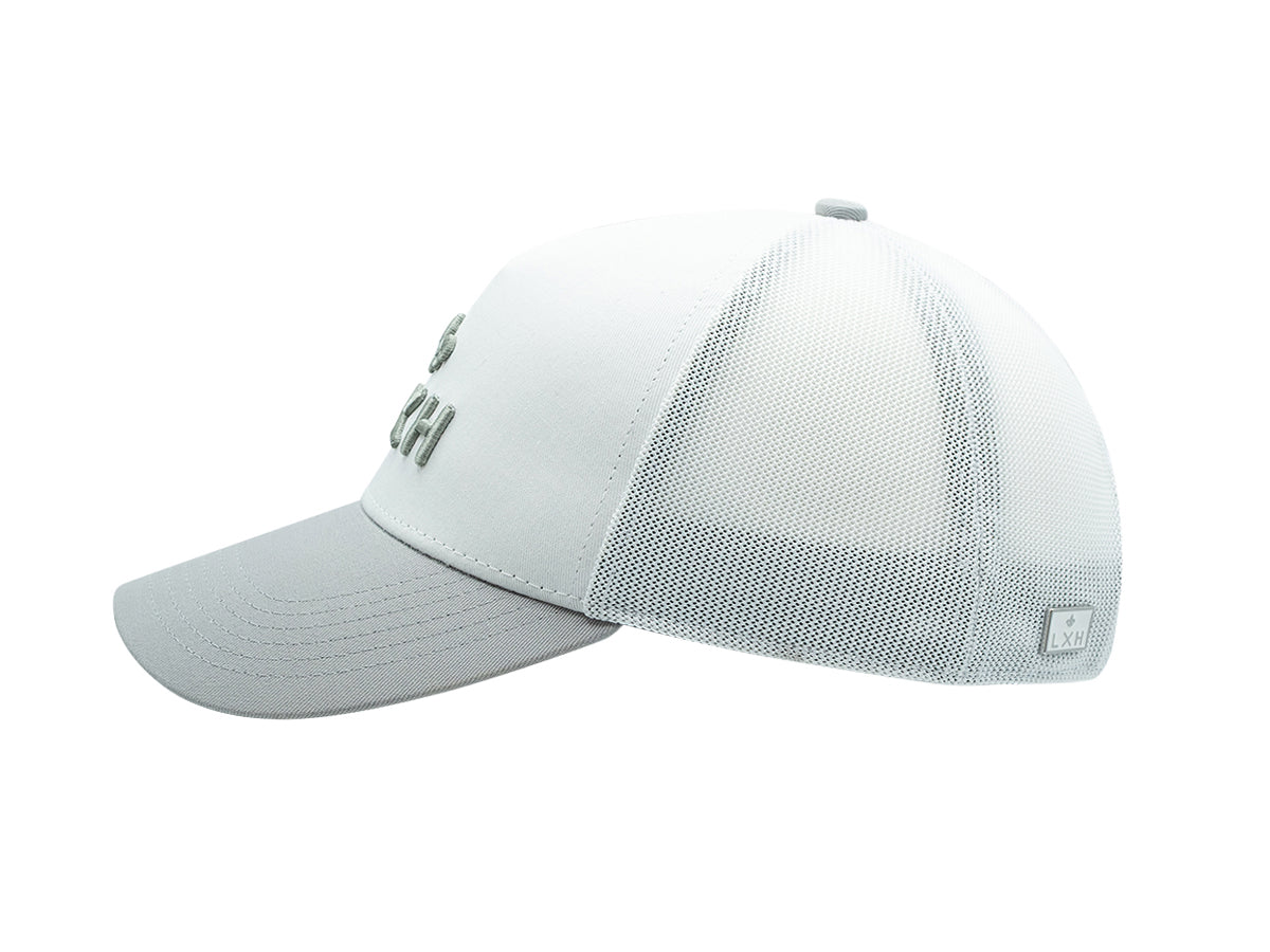 “Escape” Cap, Two-Tone Cotton, White/Grey