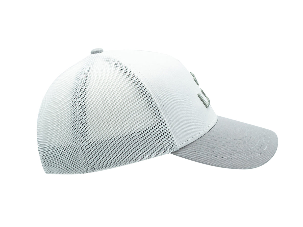 “Escape” Cap, Two-Tone Cotton, White/Grey