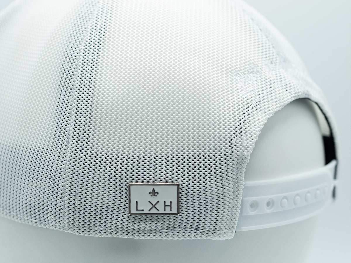 “Escape” Cap, Two-Tone Cotton, White/Grey