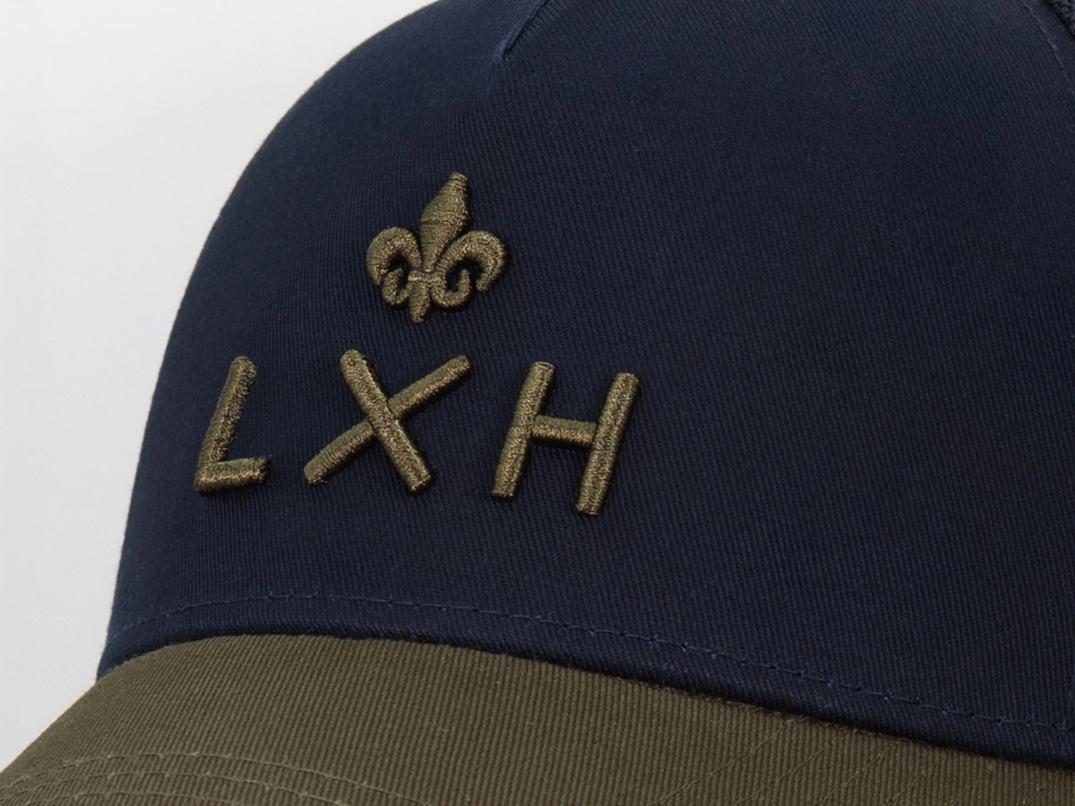 "Evasion" Bi-Color Cotton Cap Navy Blue / Khaki