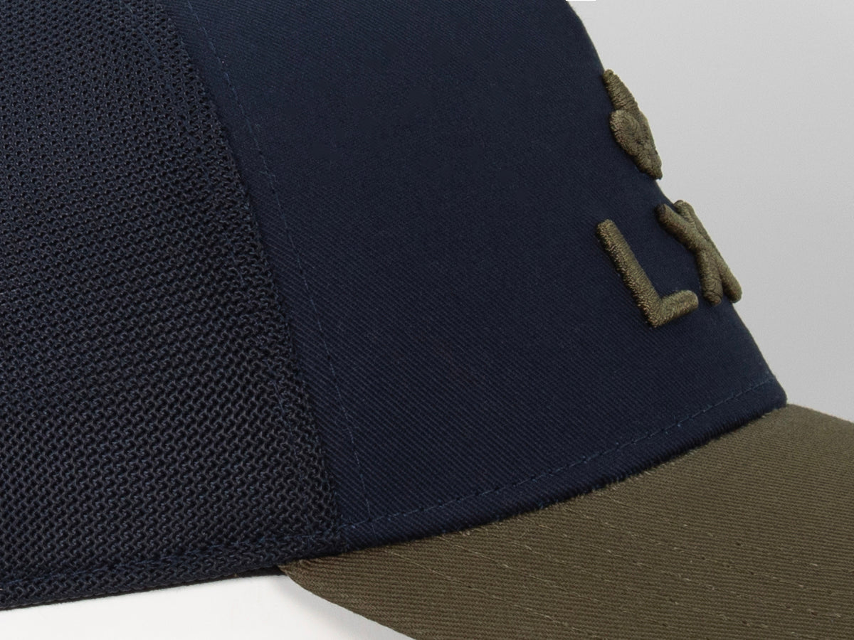 "Evasion" Bi-Color Cotton Cap Navy Blue / Khaki