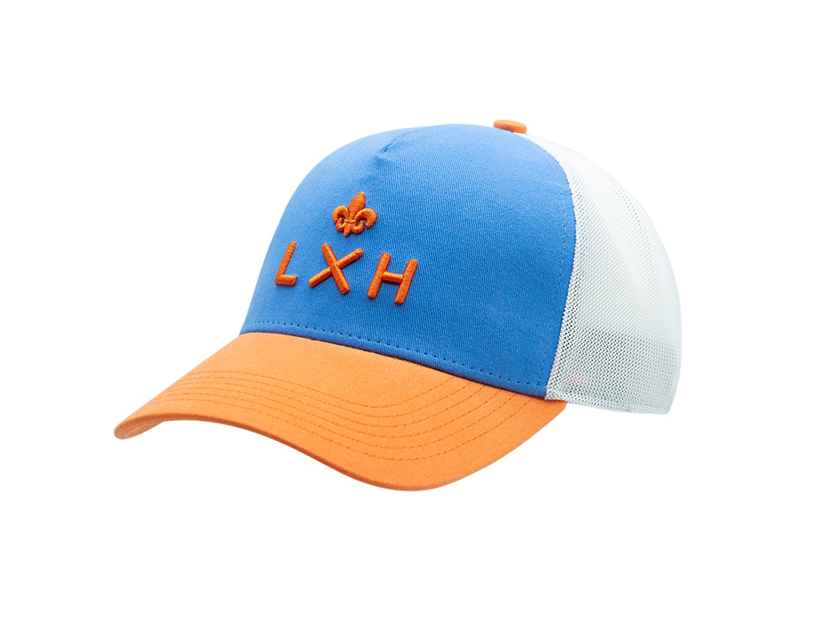 “Escape” Cap, Tricolor Blue Cotton