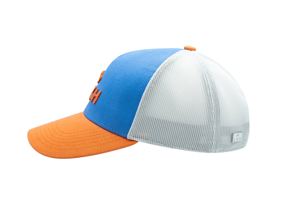 “Escape” Cap, Tricolor Blue Cotton