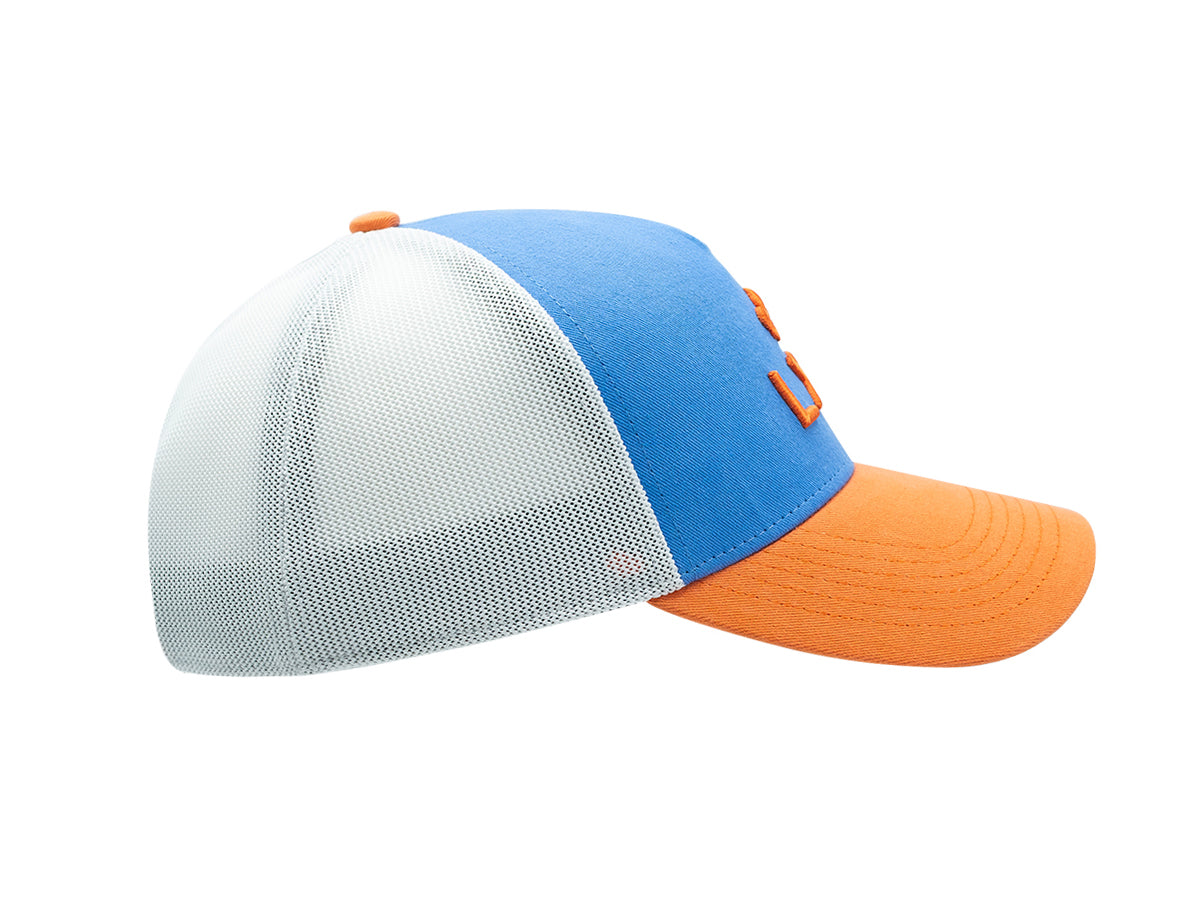 “Escape” Cap, Tricolor Blue Cotton
