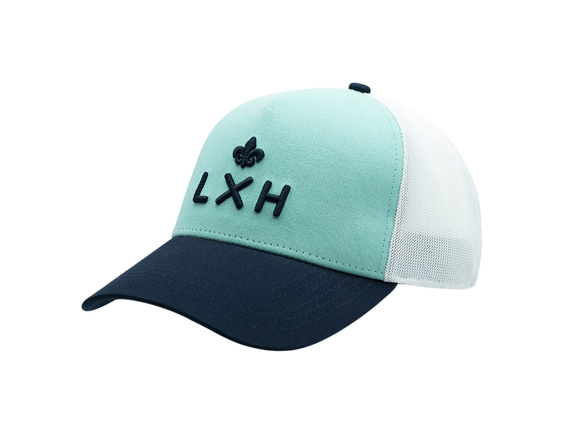 “Escape” Cap, Cotton, Tricolor, Turquoise