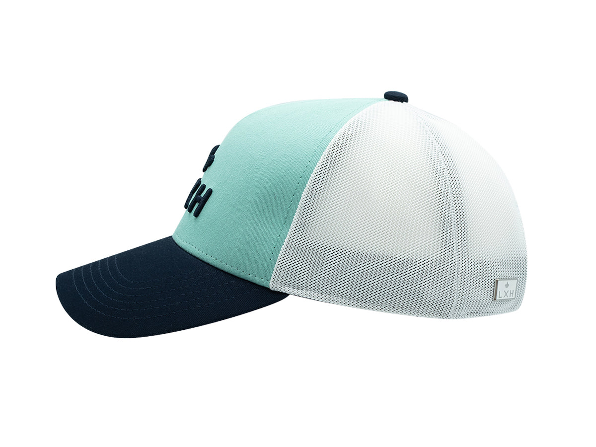 “Escape” Cap, Cotton, Tricolor, Turquoise
